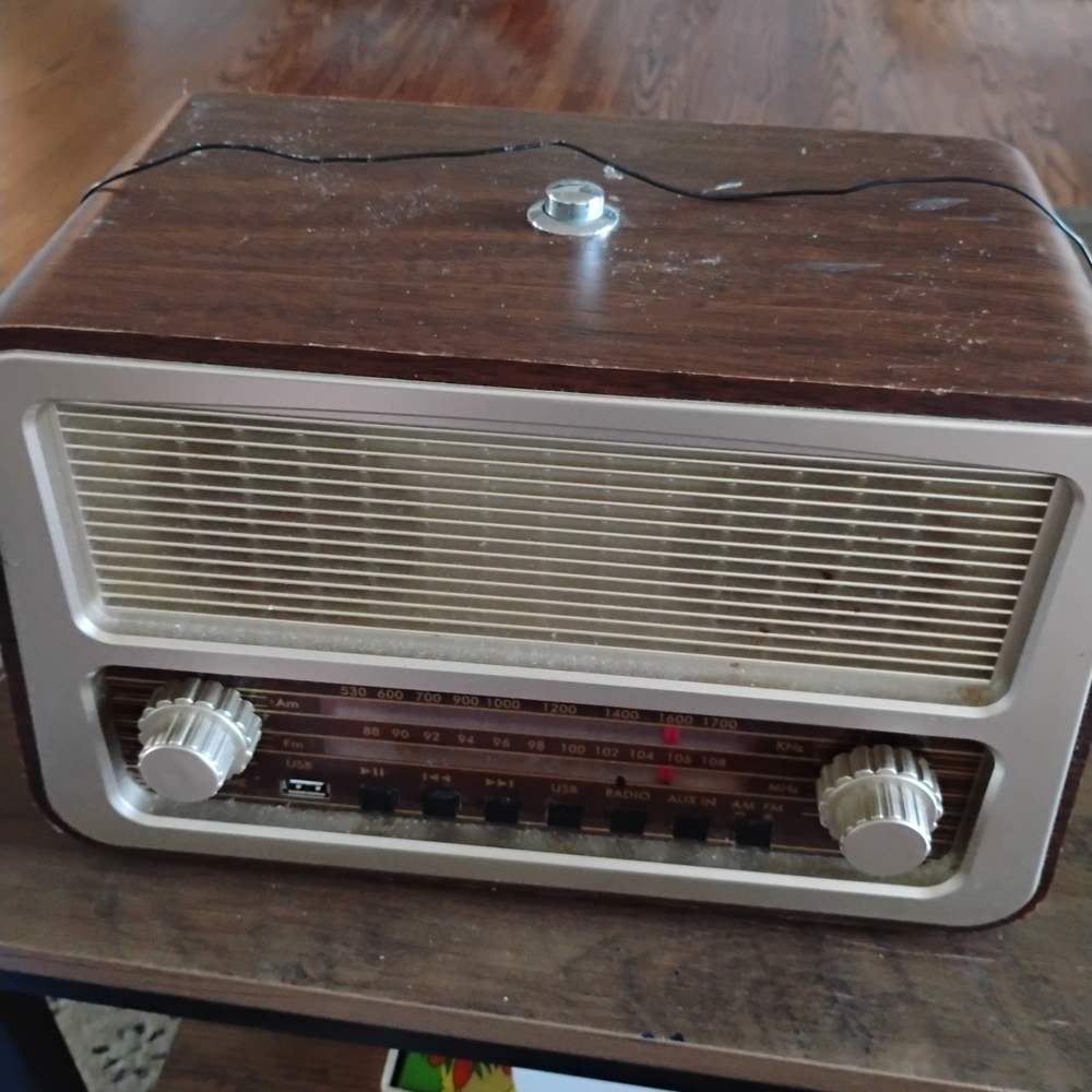 Classic Brown and Silver Portable Radio